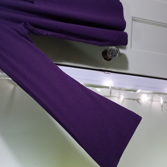 Women's navy blue ribbed viscose lace up neck wide sleeve 1X - Picture 4 of 8